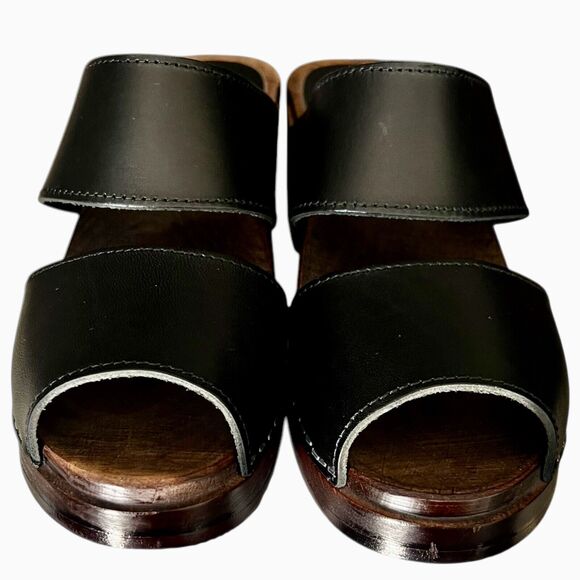 Black Leather Women's Sandals - Picture 2 of 5